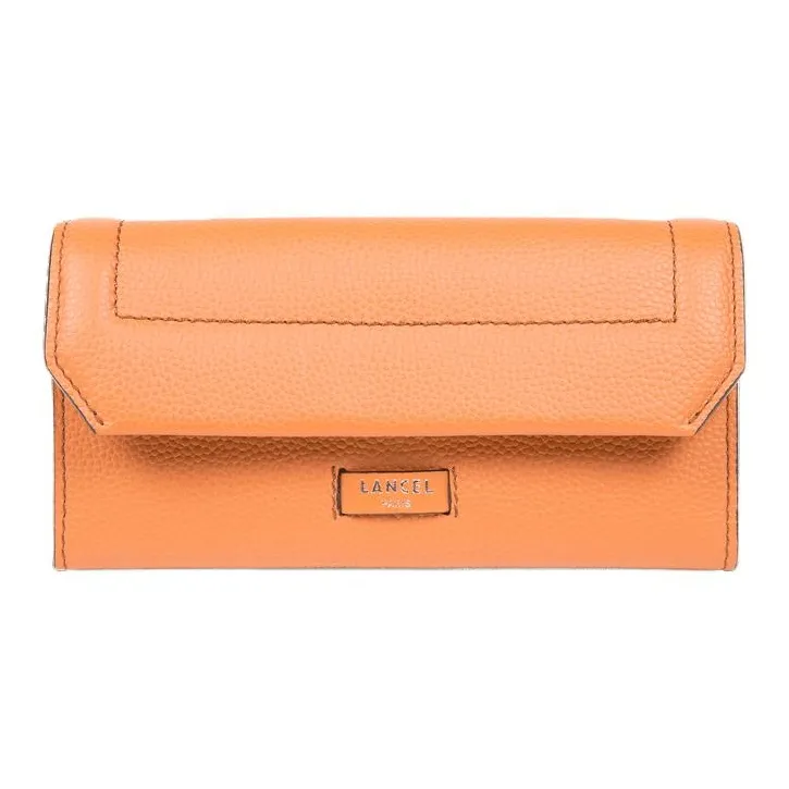 LANCEL Grain Cow Leather Wallet Women's Camel-0
