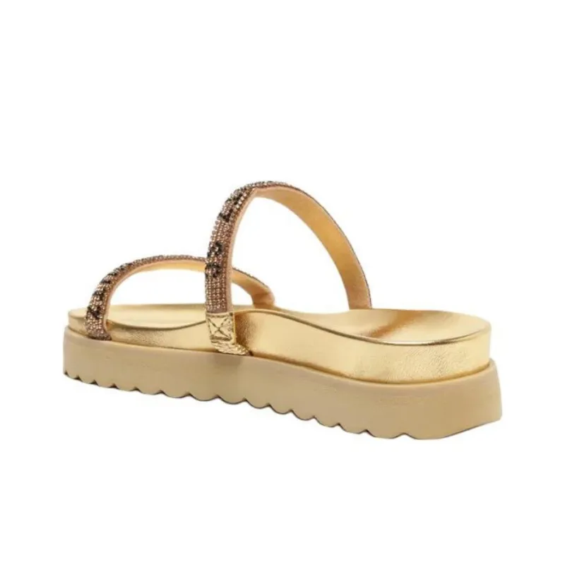 Schutz Slide Slippers 4.3cm Women's Gold-4