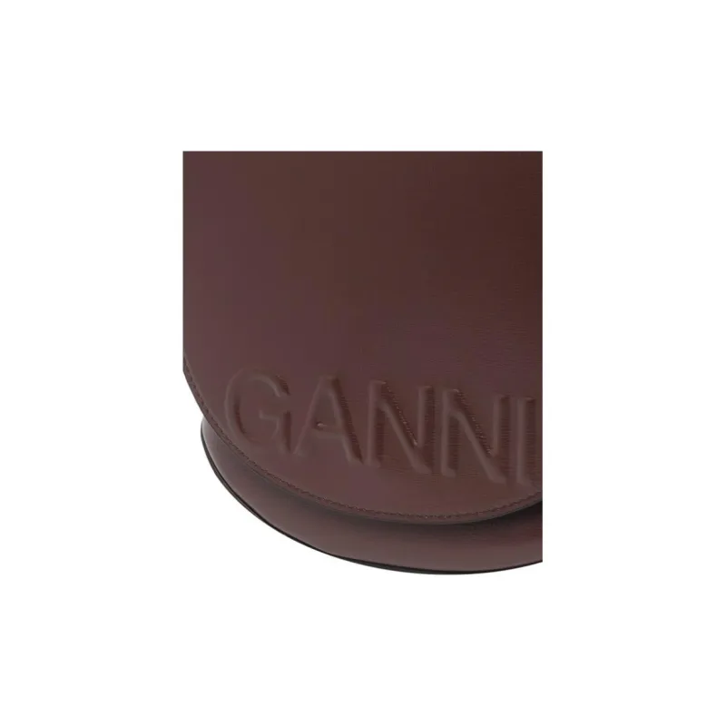 GANNI Banner Calfskin Saddle Bag Portable Crossbody Bag Shoulder Bag Women's Brown-3