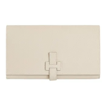 HERMES Epsom Calfskin Wallet Women's 10 Craie Milkshake White