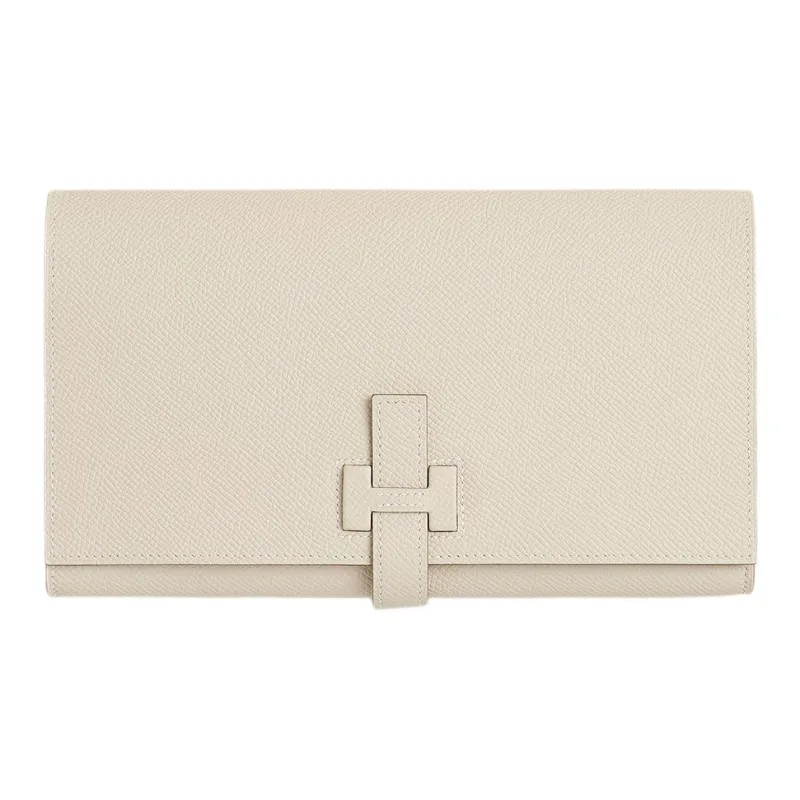 HERMES Epsom Calfskin Wallet Women's 10 Craie Milkshake White-0