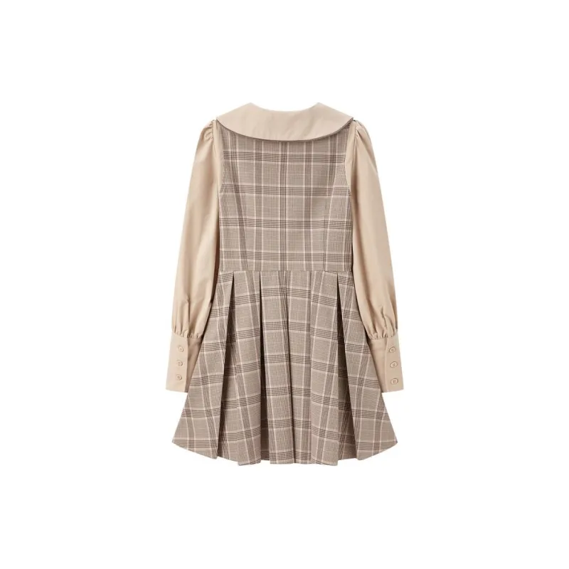 LEDIN Long Sleeved Dress Women's Unisex Plaid-1