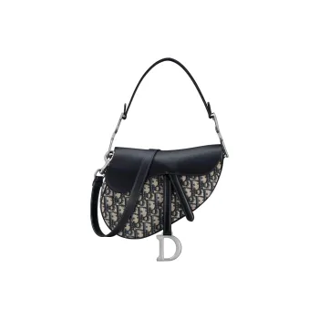 DIOR Oblique Printed Fabric With Smooth Cow Leather Saddle Bag, Shoulder Bag, Crossbody Bag, Handbag Women's Blue