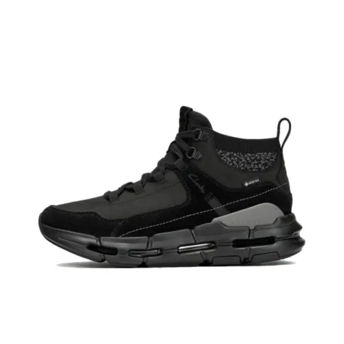 Clarks Cushioned Slip Resistant High Top Hiking Shoes Men's Black