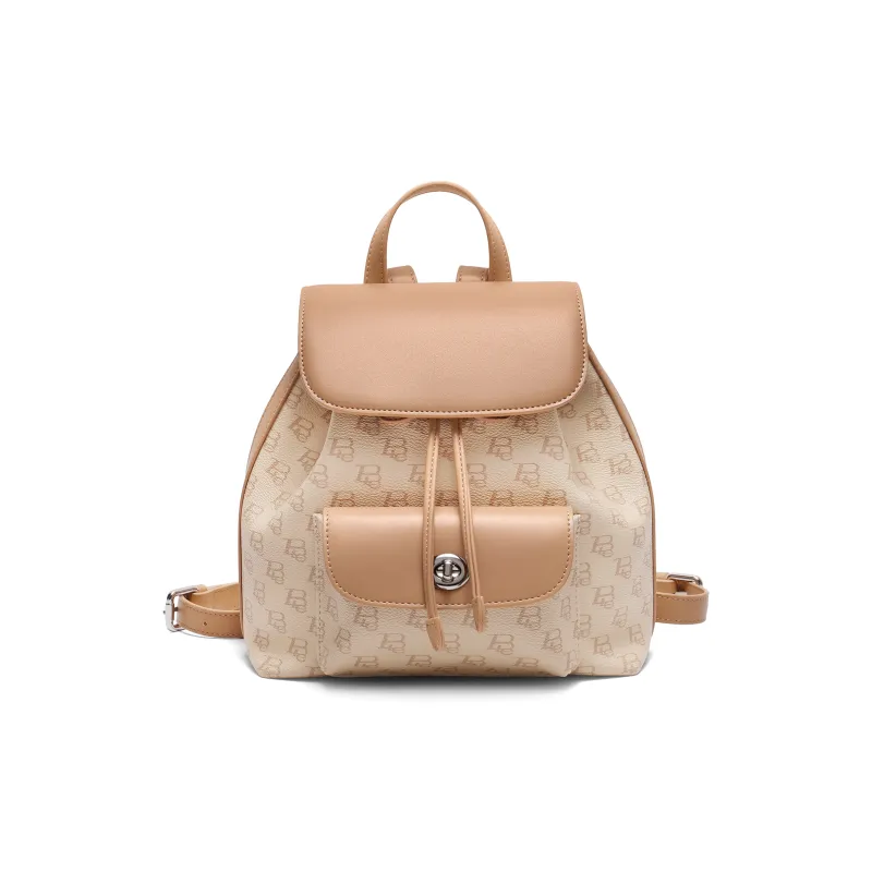 BELLE Artificial Leather Backpack Medium Size Women's Letter Print-0