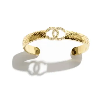 CHANEL Metal, Rhinestone Bangles Women's Gold