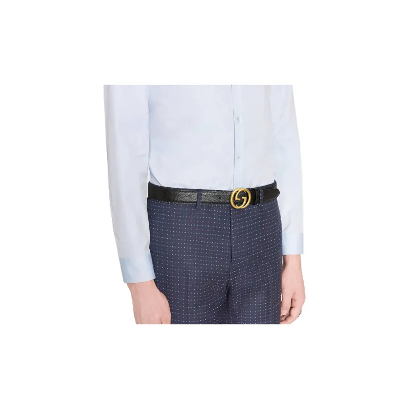 GUCCI Double G Minimalist Style Smooth Buckle Men's Width: 3cm-4