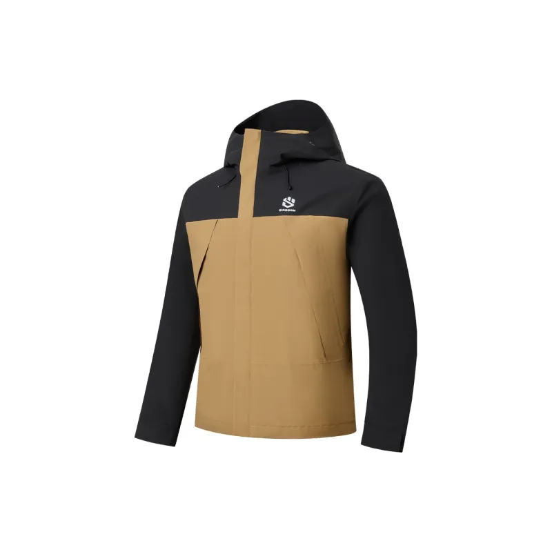 QIAODAN Mountain God Series Windbreaker Jackets Men Black/Congo-2
