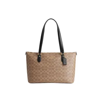 COACH Gallery PVC With Skin Tote Bag Shopping Bag Shoulder Bag Handbag Large Size Women's Dark Khaki