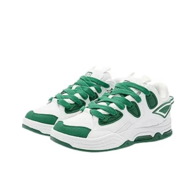 QIAODAN Non slip Lightweight Low Top Skateboard Shoes Men's White Green-2