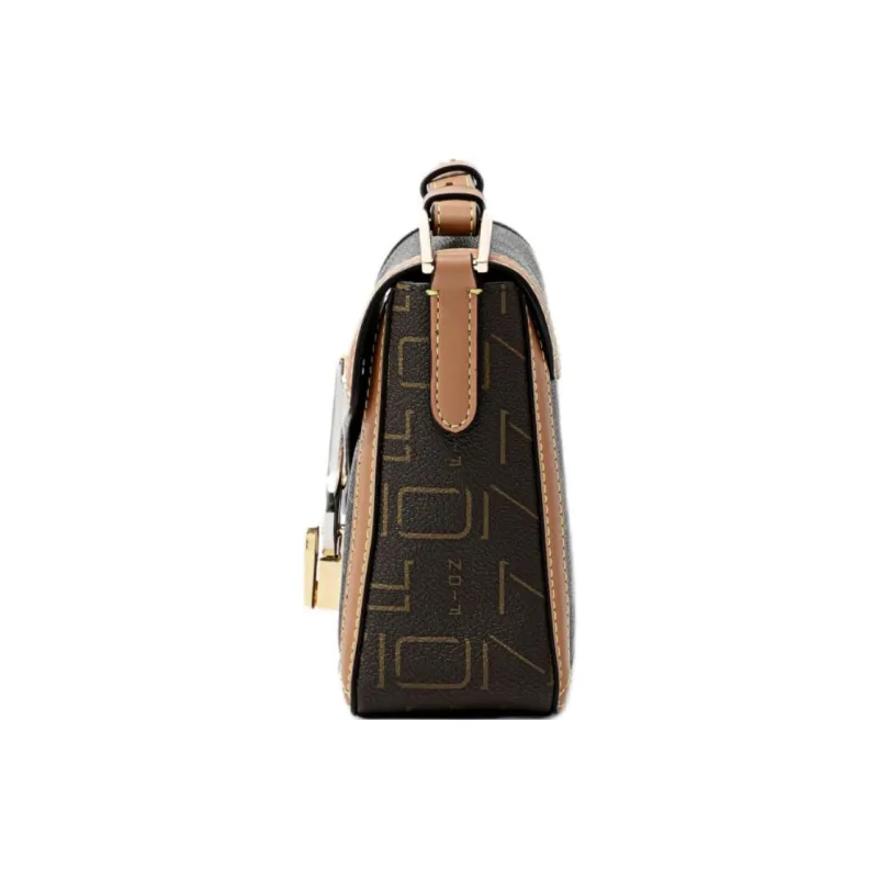 FION Canvas Coating/Metal Parts Shoulder Bag Women's Multicolor-3