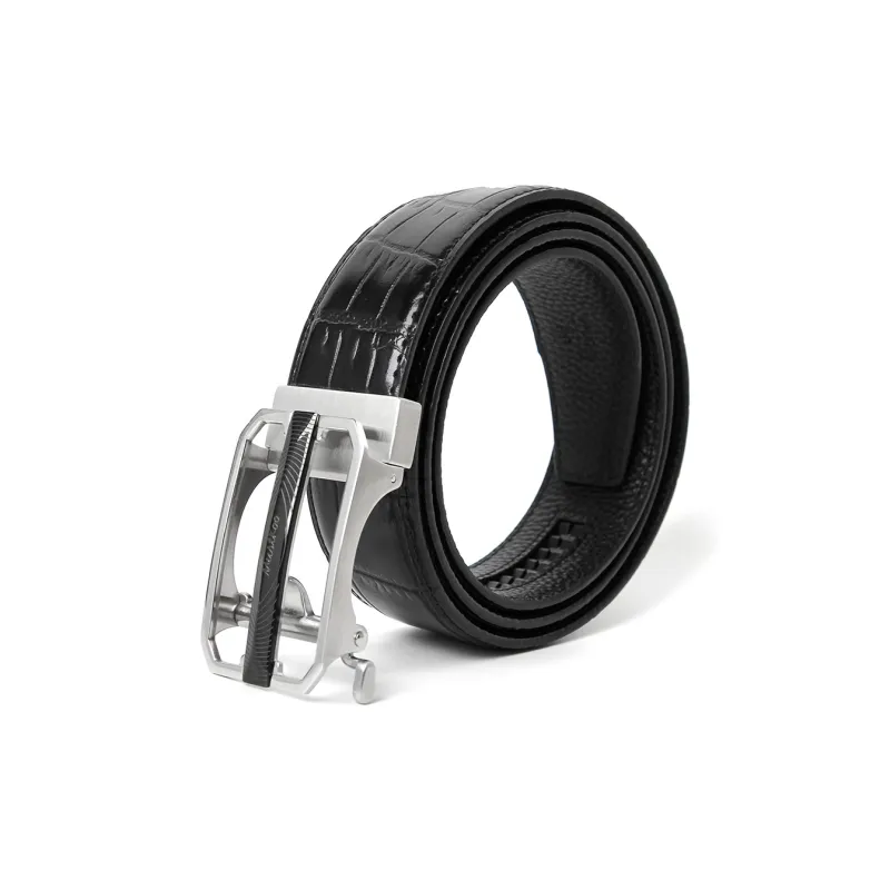 MUSTKOO Cut Out Stainless Steel Automatic Buckle Cow Leather Width 3.5cm Leather Belts Men's-1