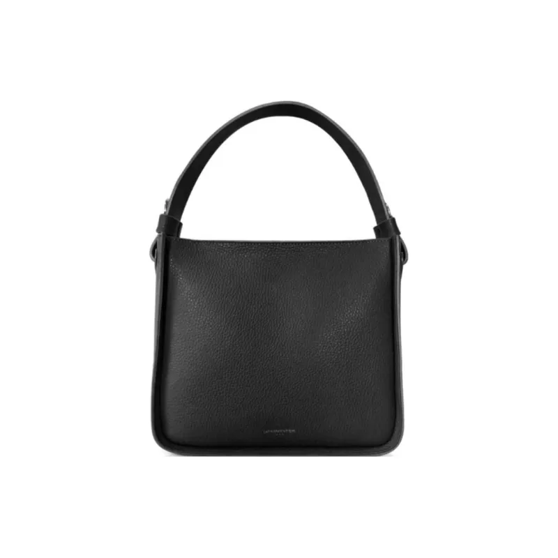 Le Parmentier Genuine Leather Embossed Handbag Medium Size Women's Black-0