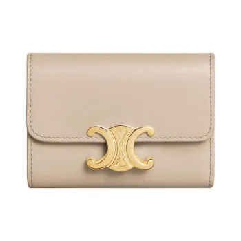 CELINE Shiny Calfskin Coin Purses Wallets Women's Cappuccino