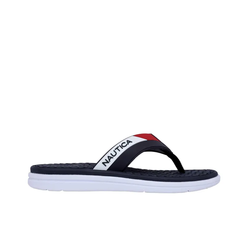 NAUTICA Slip-Resistant Flip Flops Men's Black White-1