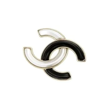 CHANEL Metal Brooches Unisex White