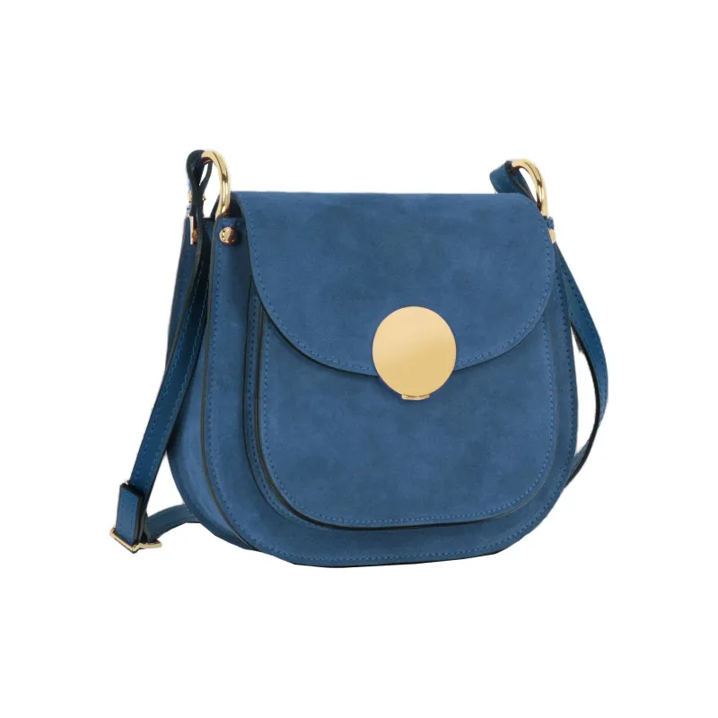 Le Parmentier Suede Smooth Leather Crossbody Bag Shoulder Bag Women's Denim Blue-1