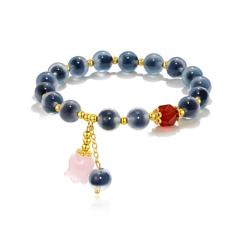 Jodie&Kevin Pink Crystal Jade Bracelets Women's Agate-1