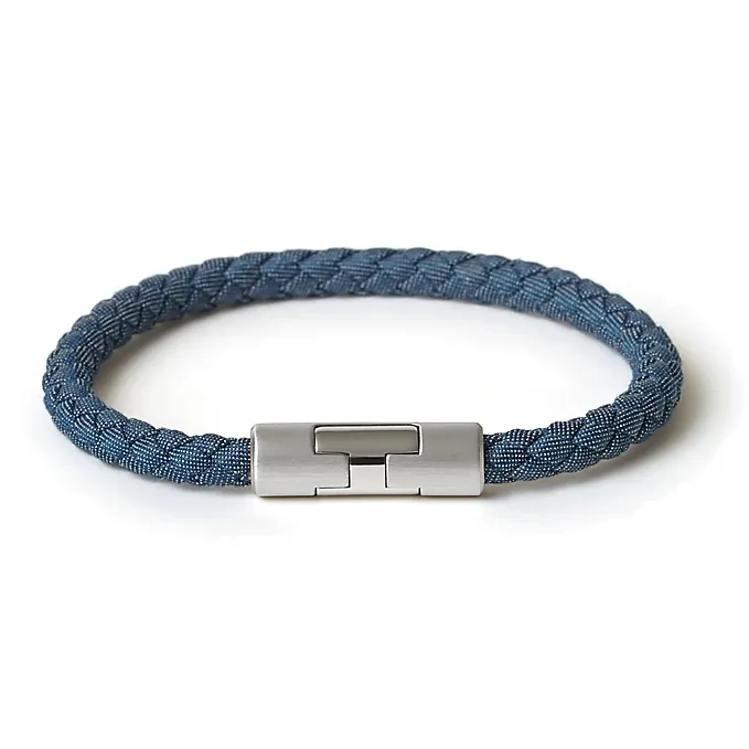 HERMES Leather Palladium-Plated Gold Bracelets Men's Blue-0