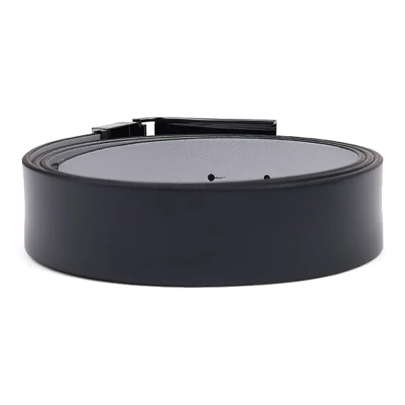 EMPORIO ARMANI Casual Minimalist Style Smooth Buckle Leather Belts Men's Black/Dark Blue Width  3.5cm-1