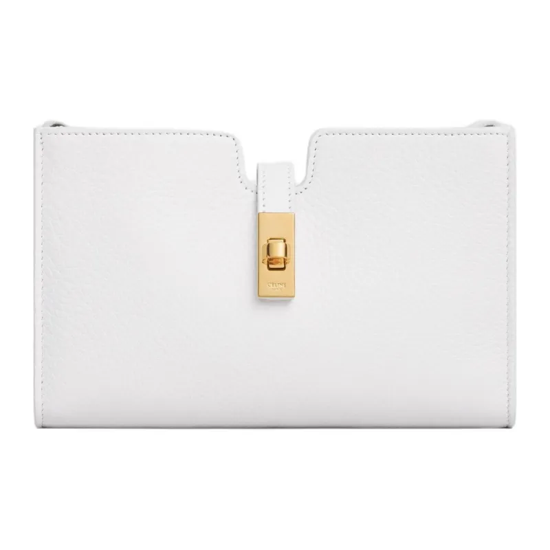 CELINE Soft Calfskin One Shoulder Crossbody Clutches Mini Women's White-0