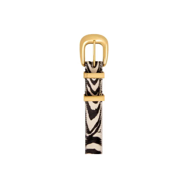 CELINE Medium Western Belt In Zebra Printed Pony Calfskin-2