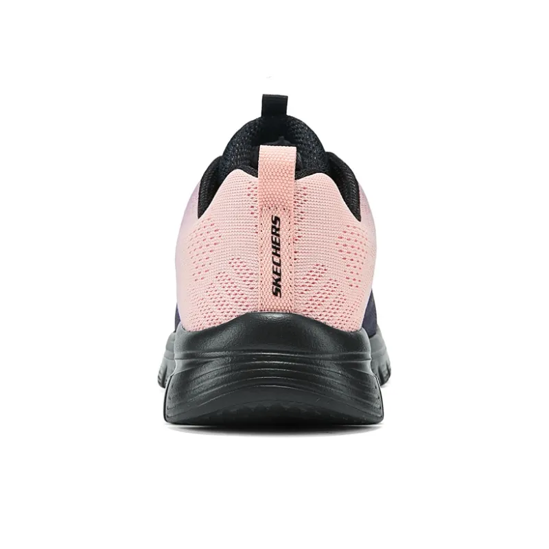Skechers Graceful Cushioned Wear Resistant Breathable Low Top Running Shoes Women's Black Pink-3
