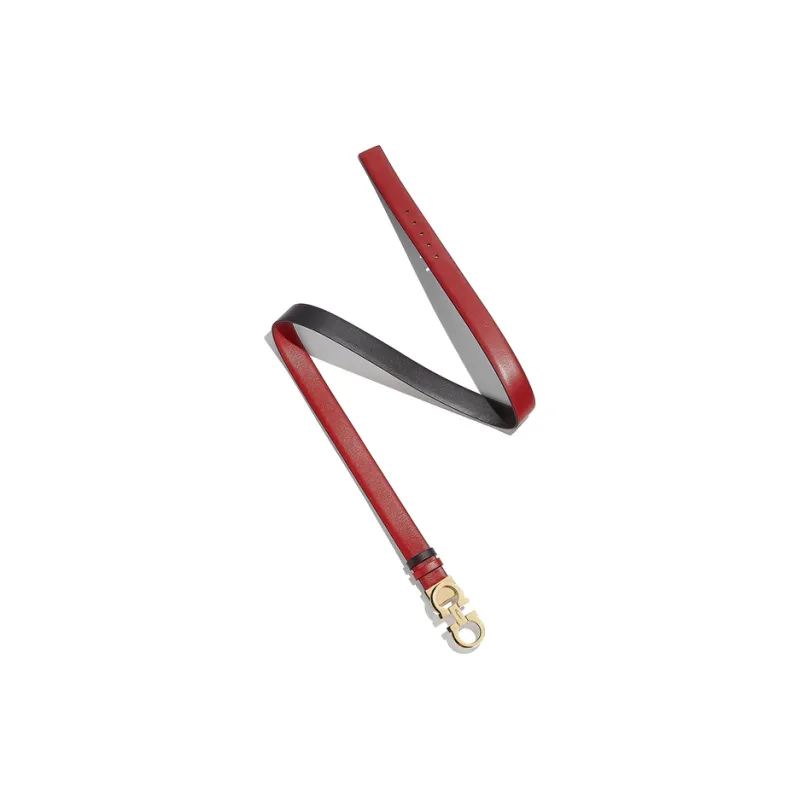 FERRAGAMO Fashion Plate Buckle Cow Leather Leather Belts Women's Red Width  2.5cm-1