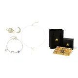 Star Moon Bracelet+Necklace+Sterling Silver Stud Earrings Combination