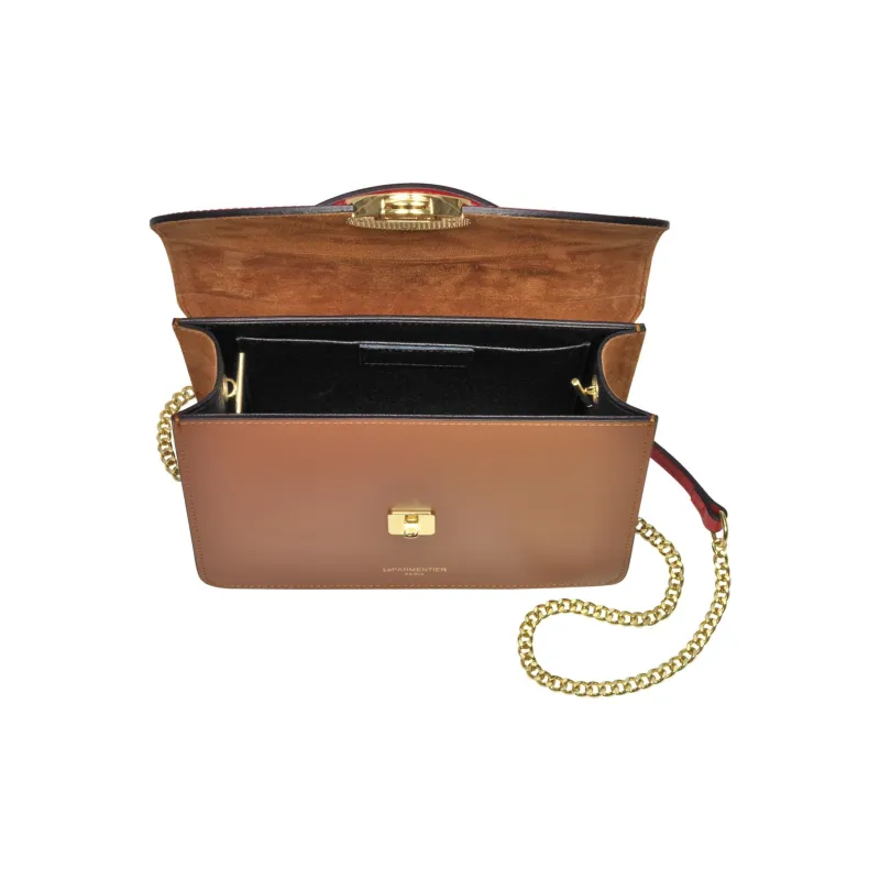 Le Parmentier Leather Handbag Women's Red With Caramel-2
