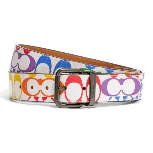 COACH Cow Leather Belts Men
s Multicolor Width 3.8CM
