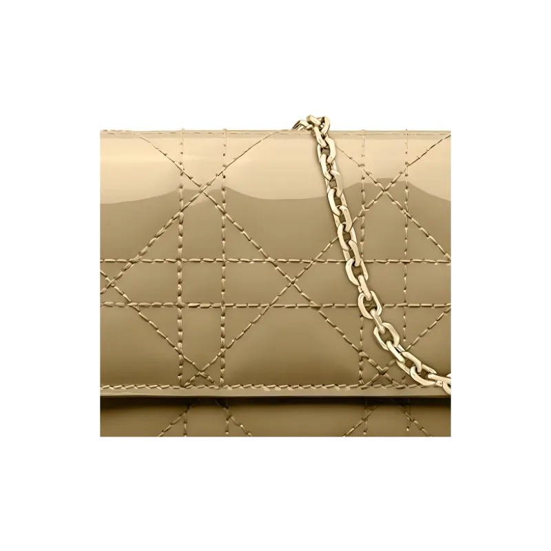 DIOR Lady Dior Patent Leather Cow Leather Handbags Shoulder Bag Crossbody Bag Regular Women's Milk Tea Beige-1