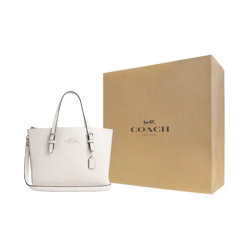 COACH Mollie Cow Leather Tote Bag, Shopping Bag, Shoulder Bag, Crossbody Bag, Handbag Medium Size Women's White-7