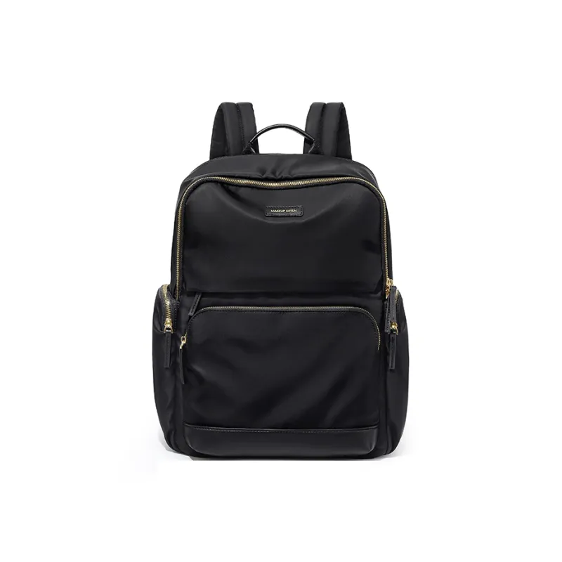 MAKEUP KITTEN Nylon Fabric Synthetic Leather Backpack Large Size Unisex Khaki/Black-7