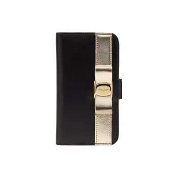FERRAGAMO Vara Calfskin Cell Phone Pouch Women's Black