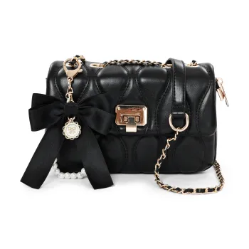 OTA PU Small Square Bag Shoulder Bag Crossbody Bag Medium Size Unisex Black/White