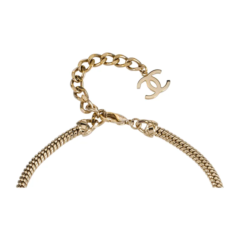 CHANEL Leather Necklaces Women's Gold/Black-3