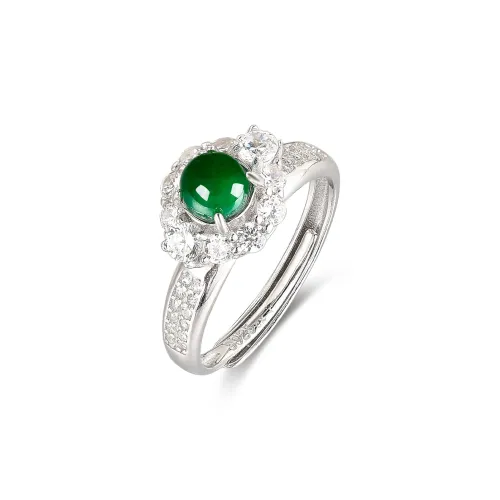 Cuiya Golden Building Jadeite Rings Unisex