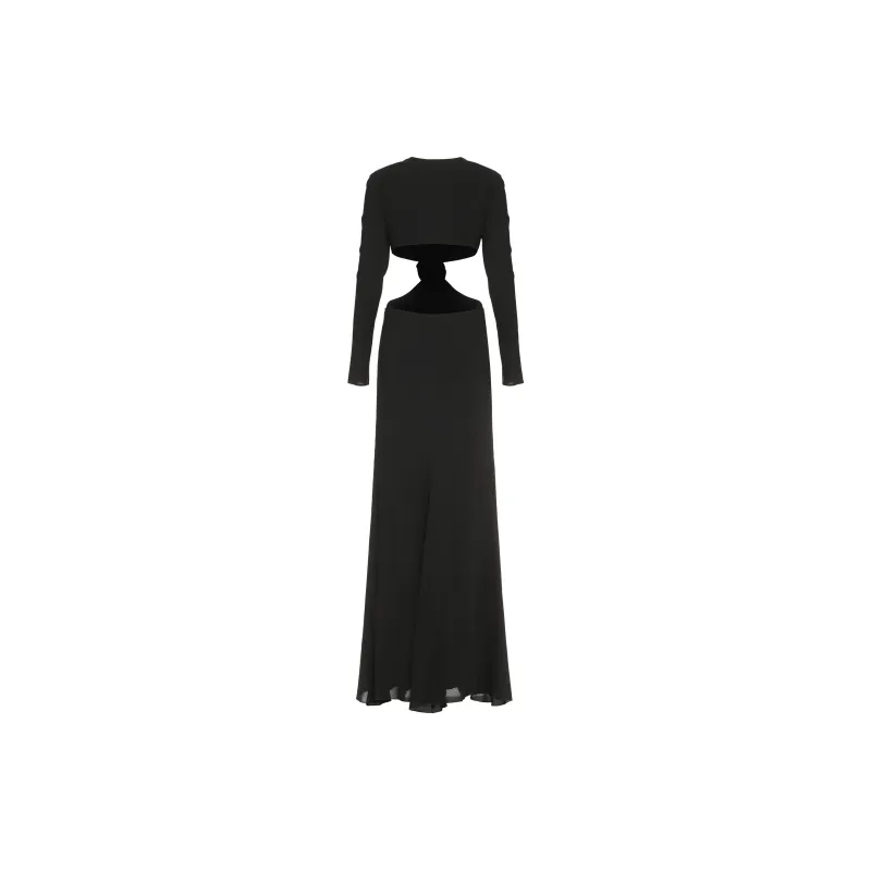 Blumarine Rose Detailed Cut Out Long Dress-1