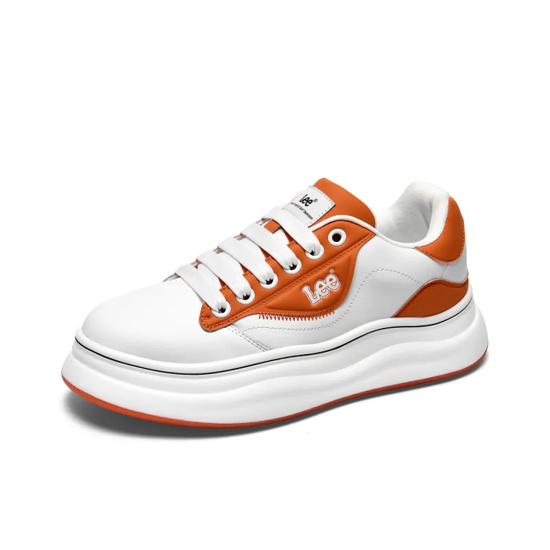 Lee Versatile Trendy, White Sneakers, Classic Fashion Commute Low Top Height Increasing Skateboard Shoes Men's-25