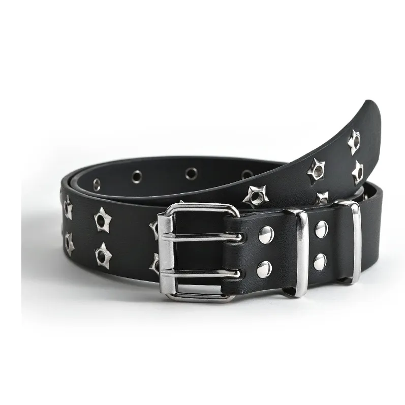 FUO Space Punk Casual Minimalist Style Delicate Fashion Versatile Cut Out Design Leather Belts Unisex Width 3.3cm-0