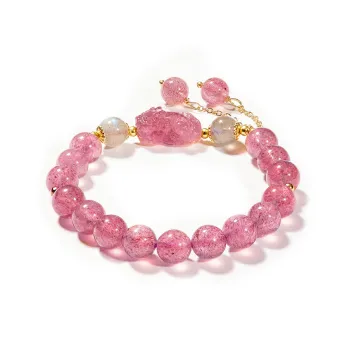 A.b.art Strawberry Quartz Pink Crystal Bracelets Unisex