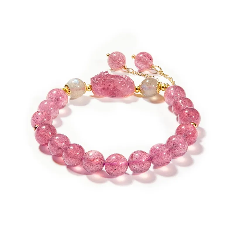 A.b.art Strawberry Quartz Pink Crystal Bracelets Unisex-0