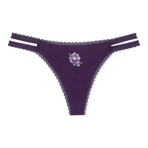 Victoria's Secret PINK Wink Lace-Trim Strappy Thong Panty / P P G Underpants Women's 1 Pack Plum