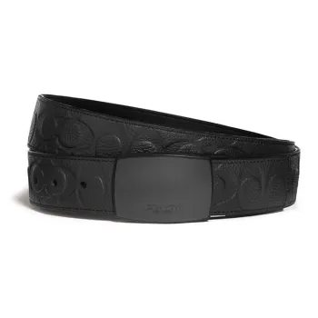 COACH Cow Leather Belts Men's Black Width 3.8cm