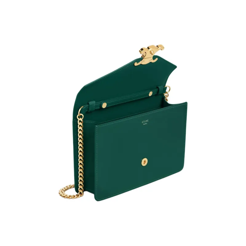 CELINE Calfskin Shoulder Bag, Crossbody Bag, Wallet Women's Sprint Green-3