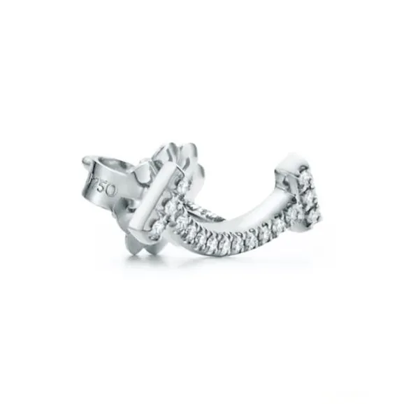 TIFFANY & CO. 18K White Gold Stud Earrings Women's-1