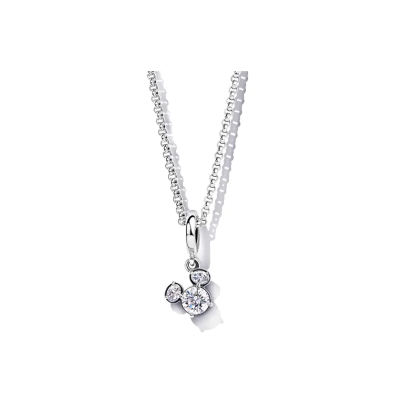 Pandora 925 Sterling Silver Synthetic Cubic Zirconia Necklaces Women's Silver-0