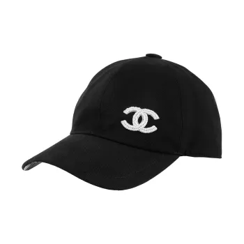CHANEL Cotton Baseball Caps Women's Black