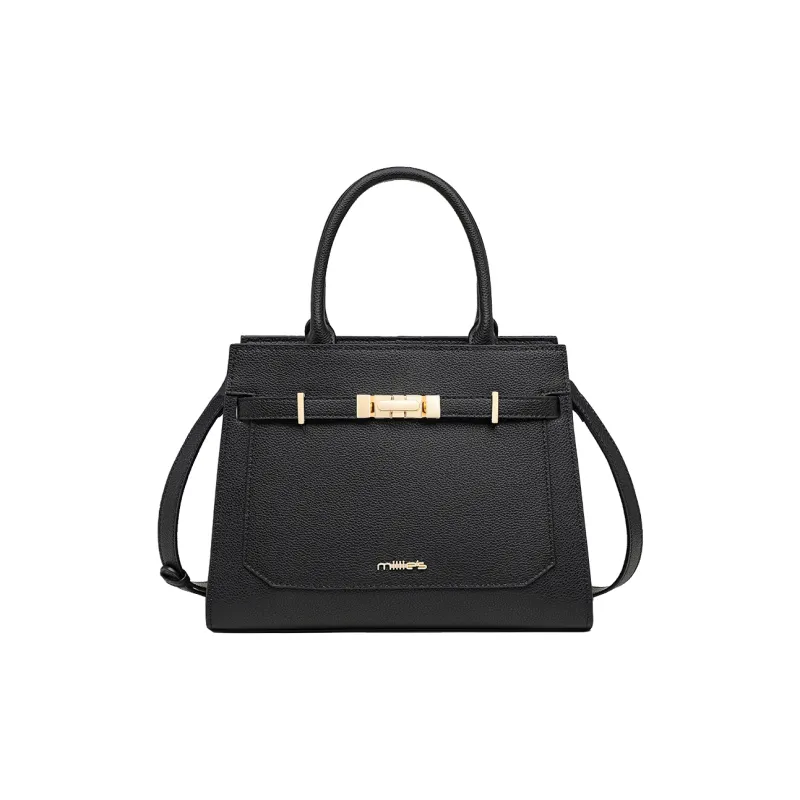 MILLIE'S Cow Leather, Synthetic Leather Handbag, Shoulder Bag, Crossbody Bag Tote Regular Women's Ecru/Black-5